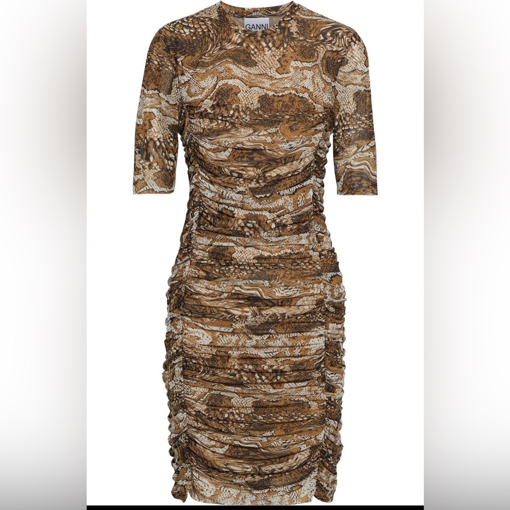NWT-GANNI Printed Ruched Dress Sz44